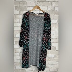 Vibrant Patterned Open Front Cardigan